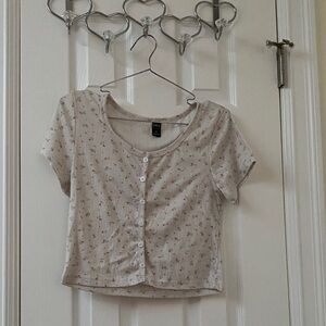 Shein DAZY Floral Button-Up Top